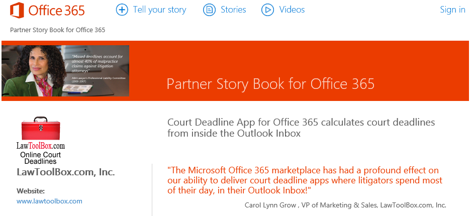 Court Deadline App for Office 365 calculates court deadlines from inside the Outlook Inbox